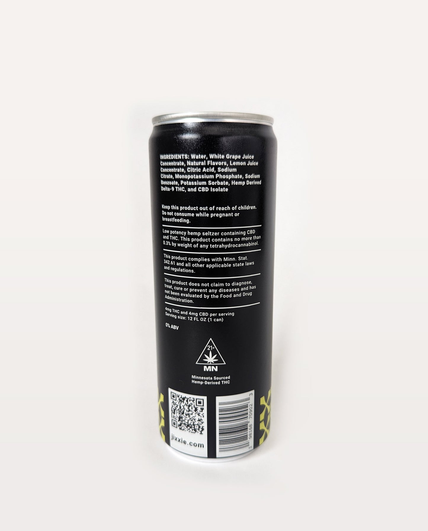 Lemon Sour Hemp Seltzer | 4mg THC & 4mg CBD | 6pk