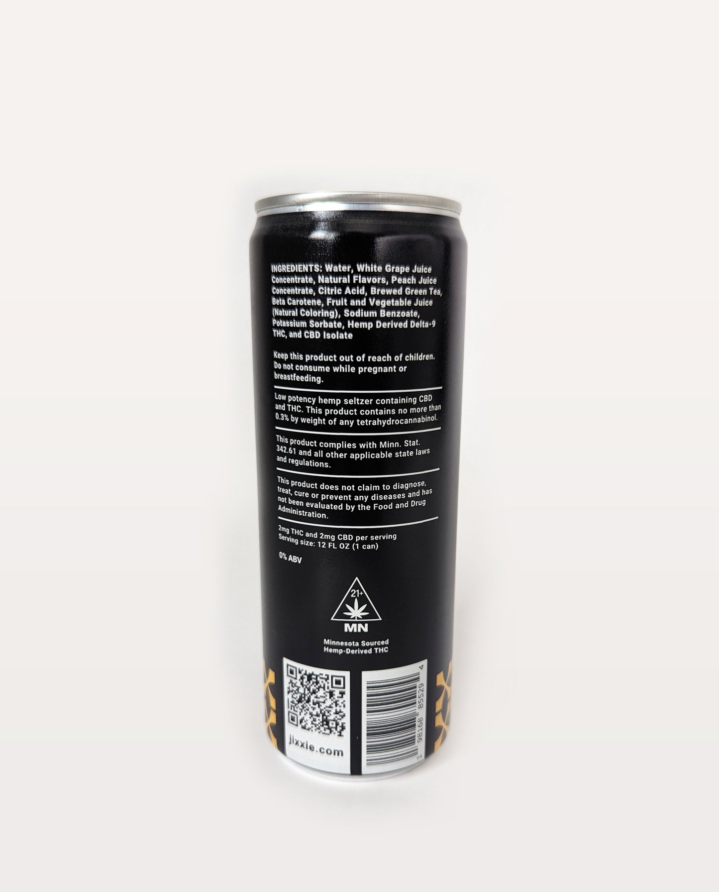 Peach Rhubarb Hemp Seltzer | 2mg THC & 2mg CBD | 6pk
